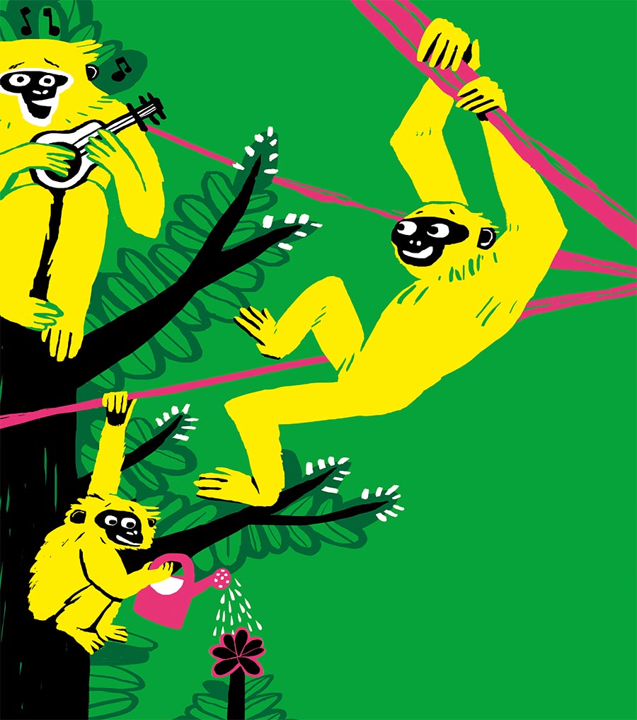 6G2POP_nathalie_desforges recto du marque page avec les animaux dessinés de la forêt