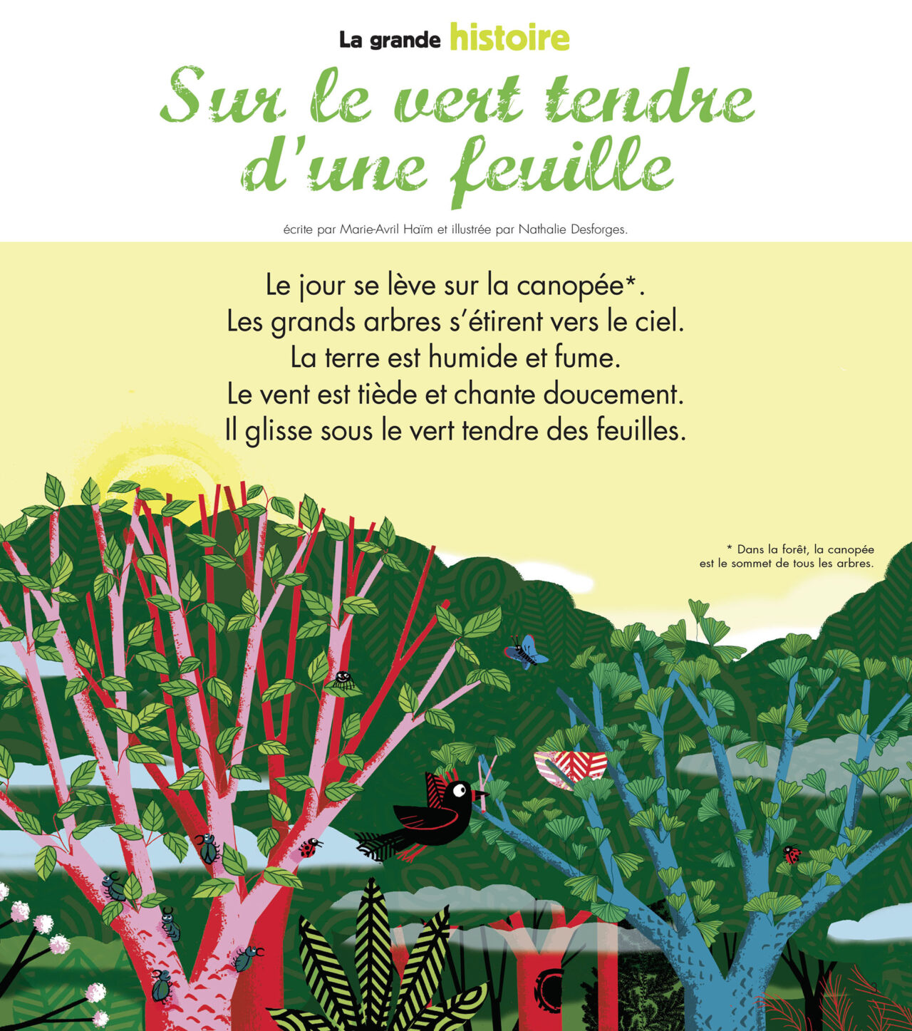 sur le vert tendre d'une feuille page une de Nathalie Desforges et Marie-Avril Haîm