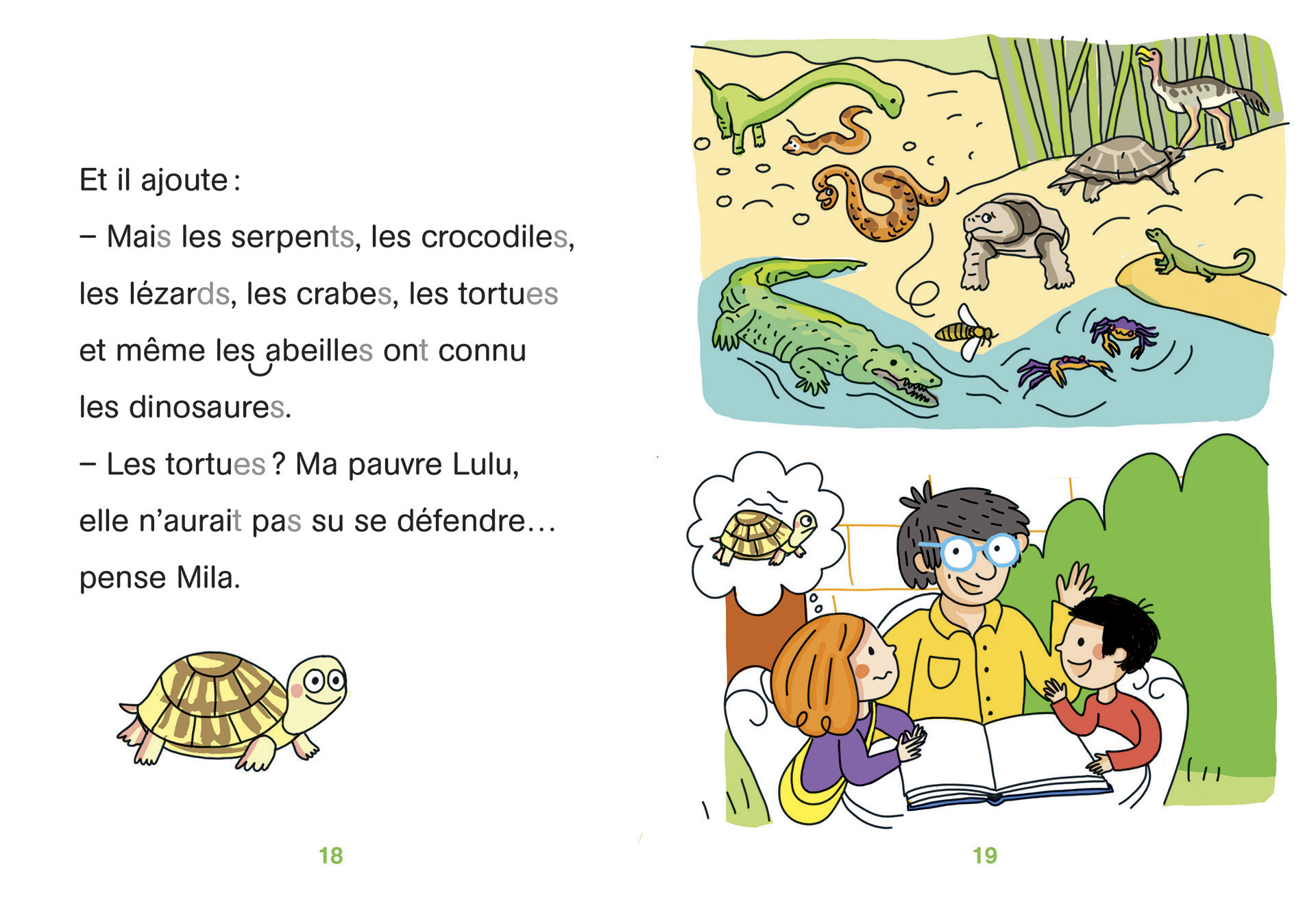 INTER DINOSAURE.indd double page illustrée avec animaux préhistoriques