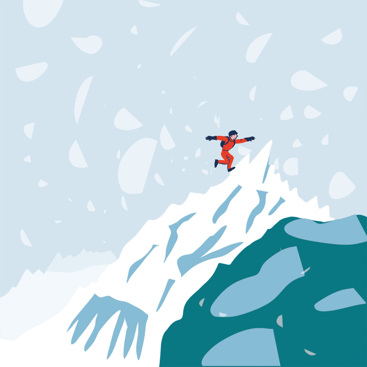 un alpiniste dans sur la crête d'une montagne, c'est Ueli