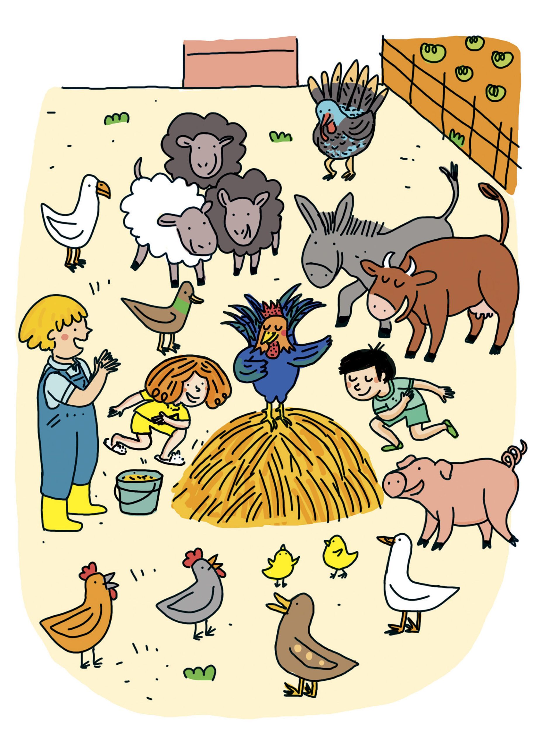 ferme12 couverture de Noé et Mila à la ferme devant le coq