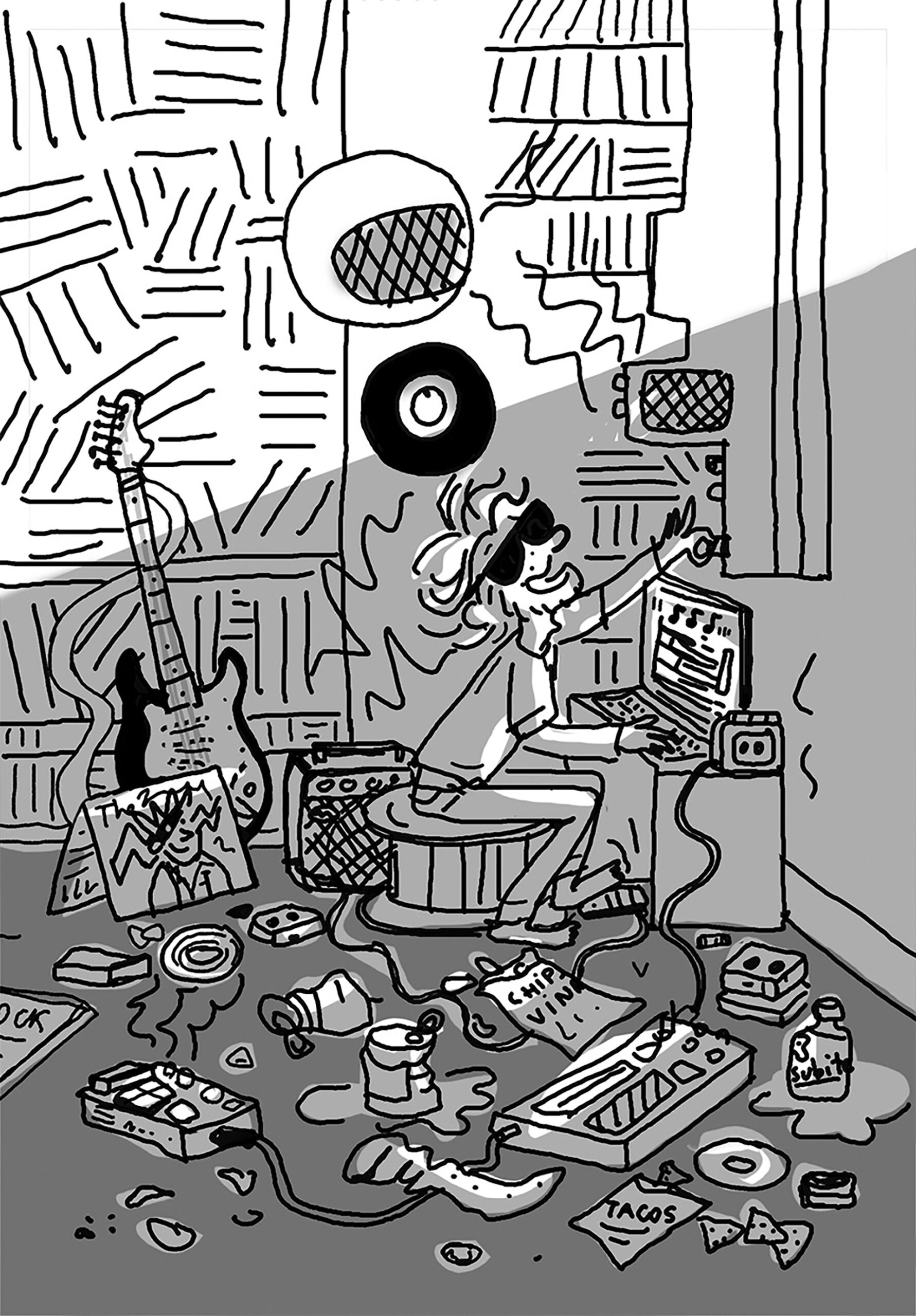 P35-illusgrandfrèremusicien musicien noise dans sa chambre